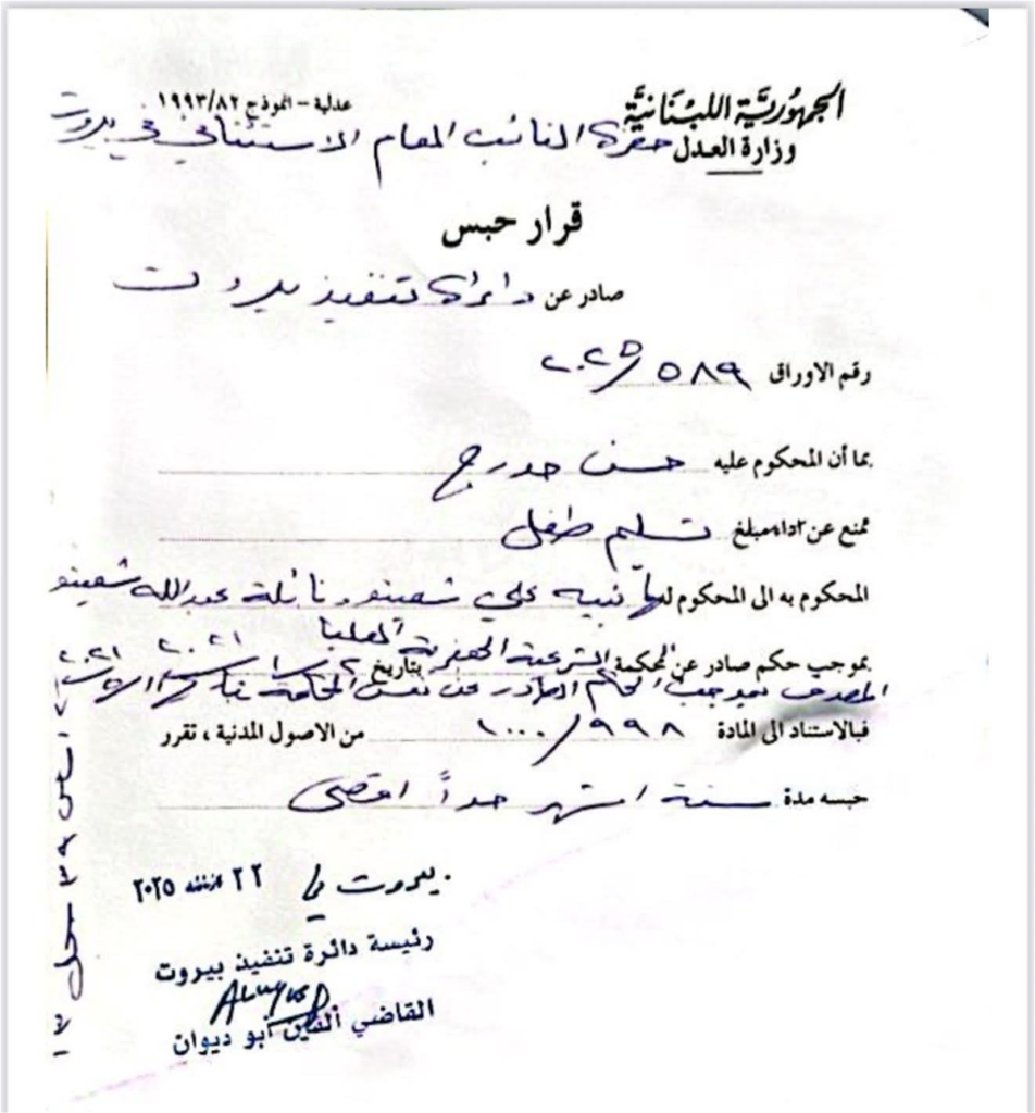 صورة مميزة: بالة قرار قضائيّ يقضي بسجن زوج ليليان شعيتو