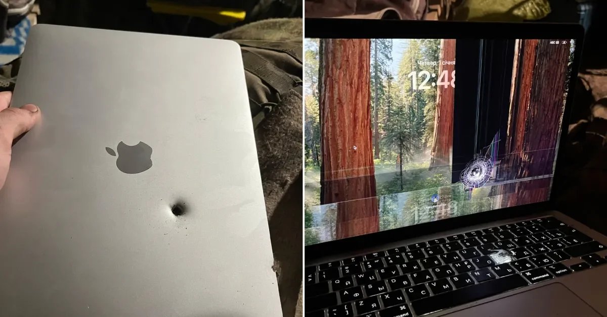 يوقف جهاز Soldier M1 MacBook Air شظايا قذيفة مدفعية لكنه لا يزال يعمل - صورة مميزة صورة مميزة: يوقف جهاز Soldier M1 MacBook Air شظايا قذيفة مدفعية لكنه لا يزال يعمل